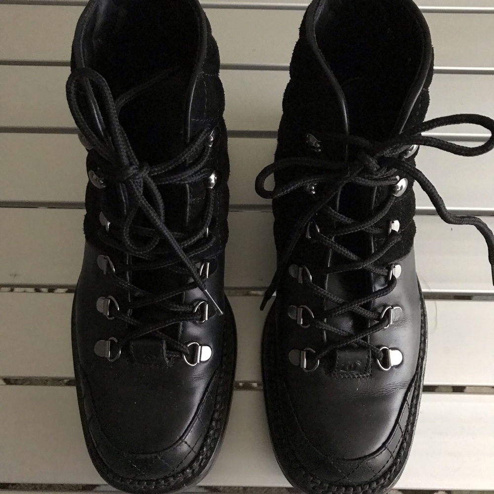 Chanel black leather boots
